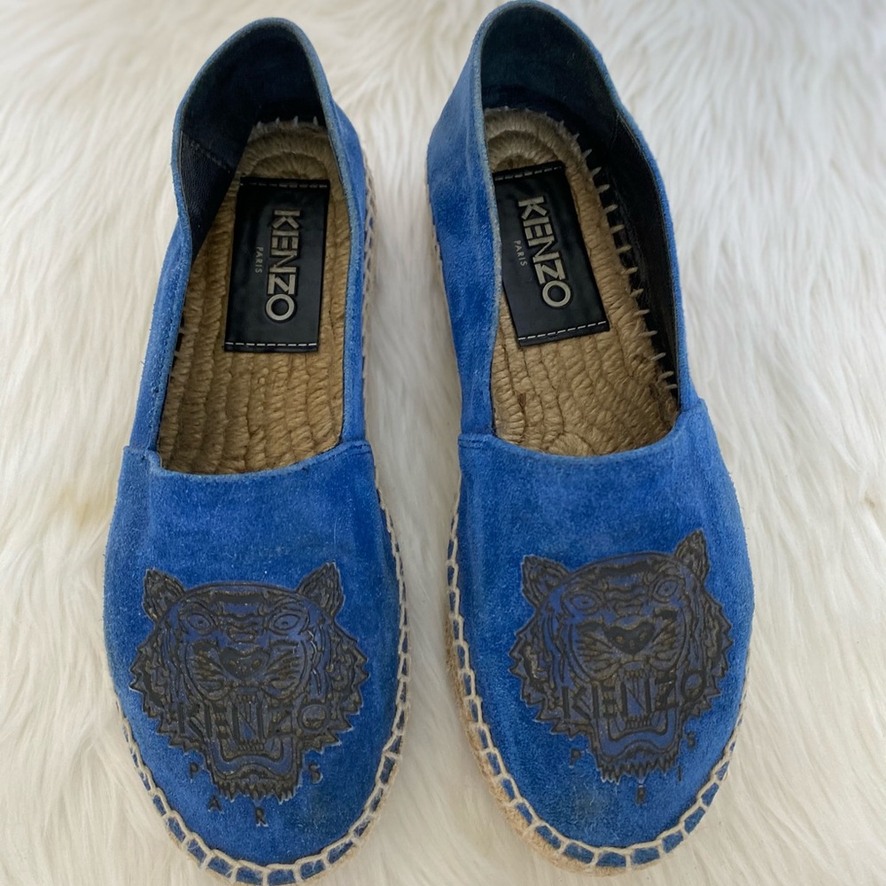 KENZO Blue Suede Tiger Espadrilles / Size 5